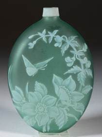 SIGNED THOMAS WEBB ENGLISH CAMEO ART GLASS FLASK
