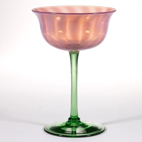 STEUBEN ORIENTAL POPPY OPALESCENT ART GLASS CHAMPAGNE