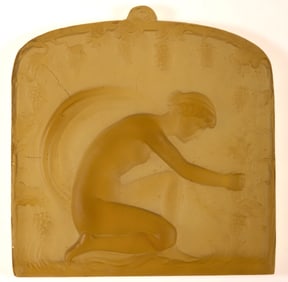 STEUBEN KNEELING WOMAN ART GLASS PLAQUE
