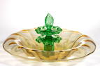 STEUBEN NO. 3261 ART GLASS CENTERPIECE BOWL WITH FLOWER FROG INSERT