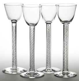 STEUBEN TWIST-STEM ART GLASS TOASTING GOBLETS, LOT OF FOUR
