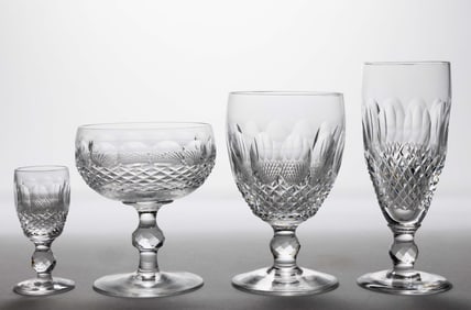 WATERFORD COLLEEN CUT CRYSTAL DRINKING ARTICLES, LOT OF 29