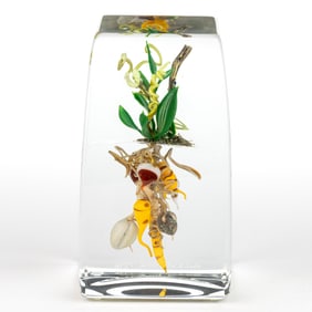 PAUL STANKARD (AMERICAN B. 1943) ROOT VEGETABLES LAMPWORK BOTANICAL STUDIO ART GLASS PAPERWEIGHT