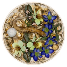 GORDON SMITH (AMERICAN, B. 1959) LIZARD IN THE DESERT LAMPWORK STUDIO ART GLASS PAPERWEIGHT