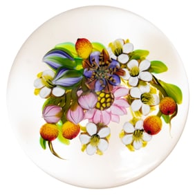 KEN ROSENFELD (AMERICAN, B. 1950) MIXED BOUQUET LAMPWORK STUDIO ART GLASS PAPERWEIGHT