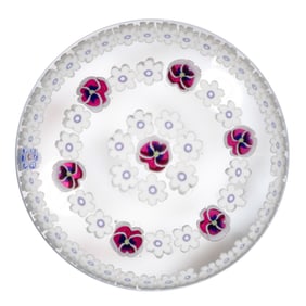 PARABELLE CONCENTRIC MILLEFIORI STUDIO ART GLASS PAPERWEIGHT