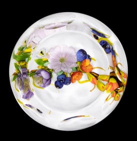 MAYAUEL WARD (AMERICAN, B. 1956) MIXED BOUQUET LAMPWORK STUDIO ART GLASS PAPERWEIGHT