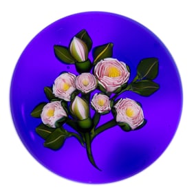 KEN ROSENFELD (AMERICAN, B. 1950) CLICHY ROSE BOUQUET LAMPWORK STUDIO ART GLASS PAPERWEIGHT