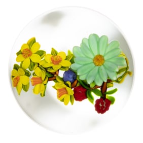 MAYAUEL WARD (AMERICAN, B. 1956) MIXED BOUQUET LAMPWORK STUDIO ART GLASS PAPERWEIGHT