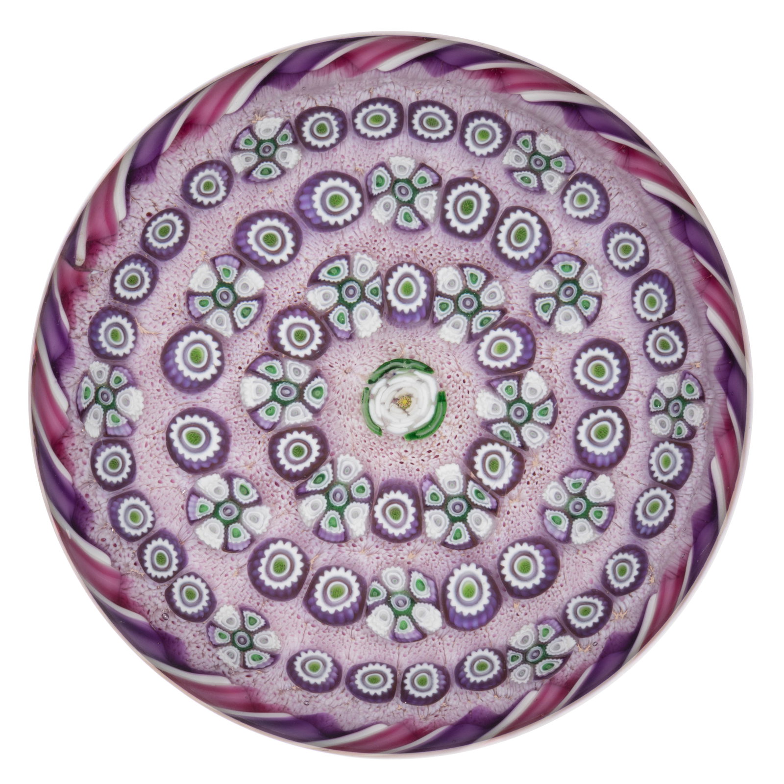 UNIQUE ARTIST PROOF GARY SCRUTTON (AMERICAN, 1937-2014) MILLEFIORI STUDIO ART GLASS PAPERWEIGHT (1 of 1)