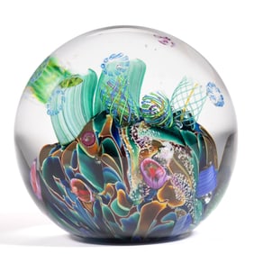 GLASS EYE STUDIOS "COOL POD" STUDIO ART GLASS PAPERWEIGHT
