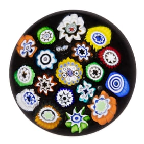 PETER MCDOUGALL (SCOTTISH, B. 1952) CONCENTRIC PCA 2005 MILLEFIORI STUDIO ART GLASS MINIATURE