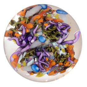 CLINTON SMITH (AMERICAN, B. 1979) SEASCAPE COMPOUND LAMPWORK STUDIO ART GLASS MARBLE
