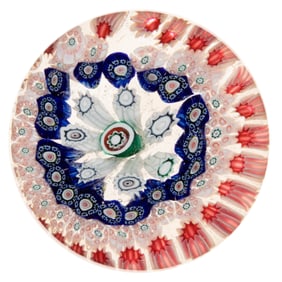 ANTIQUE NEW ENGLAND CONCENTRIC MILLEFIORI ART GLASS PAPERWEIGHT