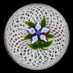 VINTAGE PERTHSHIRE FANTASY FLOWER LAMPWORK ART GLASS PAPERWEIGHT