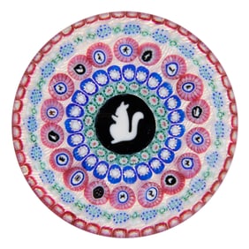 VINTAGE BACCARAT SQUIRREL GRIDEL CONCENTRIC MILLEFIORI ART GLASS PAPERWEIGHT