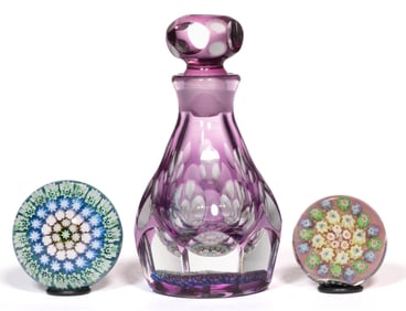 ASSORTED SCOTTISH MILLEFIORI ART GLASS PAPERWEIGHTS, LOT OF THREE
