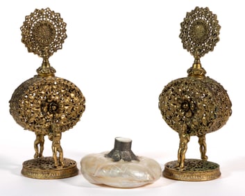 ASSORTED MATERIALS PERFUME / SCENT BOTTLES, LOT OF THREE
