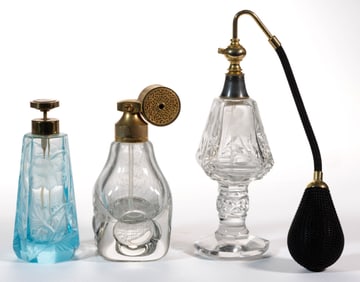 VINTAGE GLASS ATOMIZERS, LOT OF THREE