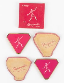 VINTAGE SCHIAPARELLI FRENCH BLUSH / ROUGE COMPACTS, LOT OF TWO