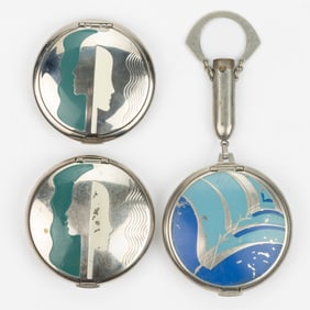 VINTAGE RICHARD HUDNUT ART DECO "DEAUVILLE" LADY'S COMPACTS, LOT OF THREE