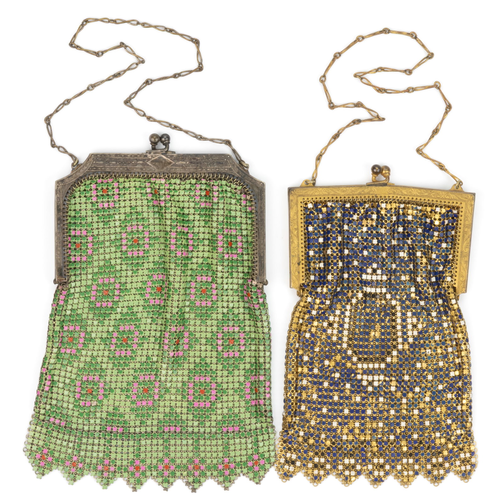ANTIQUE / VINTAGE WHITING & DAVIS ART DECO METAL MESH LADY'S PURSES, LOT OF TWO (1 of 2)