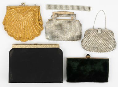 VINTAGE ASSORTED LADY'S PURSES AND BRACELET, LOT OF SIX