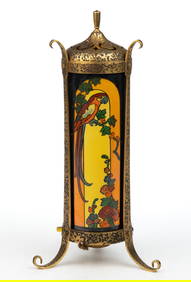 AMERICAN DEVILBISS ART DECO GLASS AND BRASS PERFUME / BOUDOIR ELECTRIC LAMP (1 of 3)