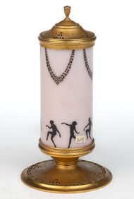 AMERICAN DEVILBISS ART DECO GLASS AND BRASS PERFUME / BOUDOIR ELECTRIC LAMP