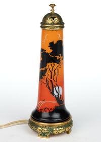 AMERICAN DEVILBISS ART DECO GLASS AND BRASS PERFUME / BOUDOIR ELECTRIC LAMP