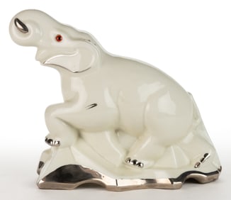 GERMAN ROSENTHAL ART DECO CERAMIC AROMA FIGURAL ELEPHANT PERFUME / PORTABLE ELECTRIC LAMP