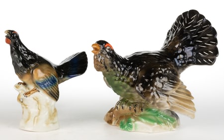 ASSORTED FIGURAL CHICKEN PERFUME / PORTABLE ELECTRIC LAMPS, LOT OF TWO