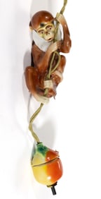 GERMAN W. GOEBEL CERAMIC FIGURAL MONKEY WITH FRUIT PERFUME / PORTABLE ELECTRIC LAMP