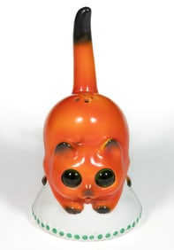 GERMAN W. GOEBEL ART DECO CERAMIC CAT PERFUME / PORTABLE ELECTRIC LAMP
