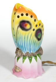 GERMAN W. GOEBEL CERAMIC FIGURAL BUTTERFLY PERFUME / PORTABLE ELECTRIC LAMP