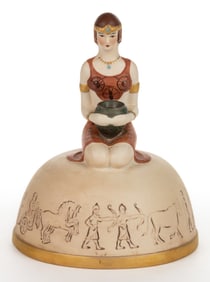 AMERICAN FULPER POTTERY EGYPTIAN REVIVAL PORCELAIN TWO-PART BOUDOIR / PERFUME LAMP