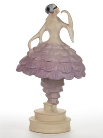 AMERICAN FULPER POTTERY ART DECO PORCELAIN BALLERINA TWO-PART BOUDOIR / PERFUME LAMP