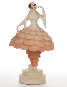 AMERICAN FULPER POTTERY ART DECO PORCELAIN BALLERINA TWO-PART BOUDOIR / PERFUME LAMP