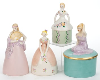 AMERICAN FULPER POTTERY ART DECO PORCELAIN DRESSER AND OTHER ARTICLES, LOT OF FOUR