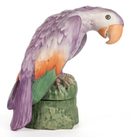 AMERICAN FULPER POTTERY ART DECO PORCELAIN PARROT TWO-PART BOUDOIR / PERFUME LAMP