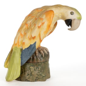 AMERICAN FULPER POTTERY ART DECO PORCELAIN PARROT TWO-PART BOUDOIR / PERFUME LAMP
