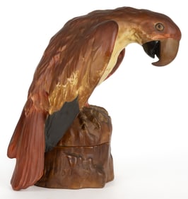 AMERICAN FULPER POTTERY ART DECO PORCELAIN PARROT TWO-PART BOUDOIR / PERFUME LAMP
