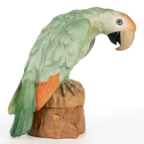 AMERICAN FULPER POTTERY ART DECO PORCELAIN PARROT TWO-PART BOUDOIR / PERFUME LAMP