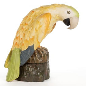 AMERICAN FULPER POTTERY ART DECO PORCELAIN PARROT TWO-PART BOUDOIR / PERFUME LAMP