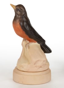 AMERICAN FULPER POTTERY PORCELAIN BIRD TWO-PART BOUDOIR / PERFUME LAMP