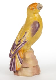 AMERICAN FULPER POTTERY ART DECO PORCELAIN PARAQUETTE TWO-PART BOUDOIR / PERFUME LAMP