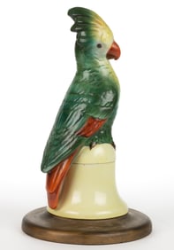 AMERICAN FULPER POTTERY ART DECO PORCELAIN COCKATOO TWO-PART BOUDOIR / PERFUME LAMP