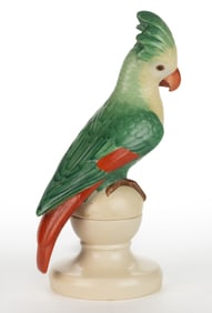 AMERICAN FULPER POTTERY ART DECO PORCELAIN COCKATOO TWO-PART BOUDOIR / PERFUME LAMP