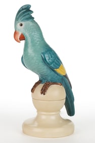 AMERICAN FULPER POTTERY ART DECO PORCELAIN COCKATOO TWO-PART BOUDOIR / PERFUME LAMP