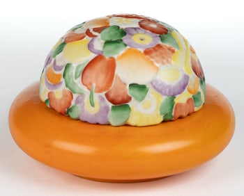 AMERICAN FULPER POTTERY PORCELAIN TWO-PART FLORAL MOTIF BOUDOIR / PERFUME LAMP